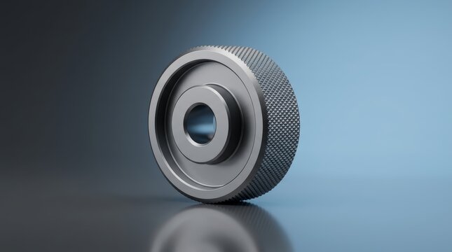 Industrial fine tuning knob 3D render, precision adjustment knob, calibration control knob, rotary positioning component