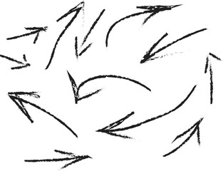 Obraz premium Hand drawn arrows, black sketch arrows, directional icons, abstract pointers
