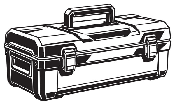 Toolbox silhouette, portable tool storage, vector isolated on white