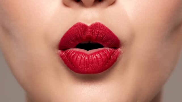 Female red lip close-up, red lip close-up collection