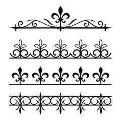 Black scroll page dividers with fleur de lis art. © yeasin