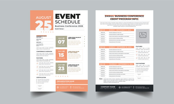 Event Schedule design template layout with 2 concept design