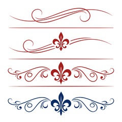 Decorative flourishes with fleur de lis symbol set. © yeasin