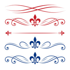 Ornate page dividers with royal fleur de lis icon. © yeasin