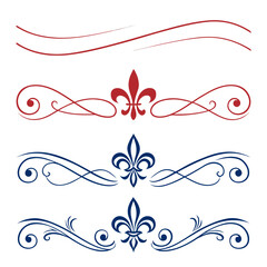 Vintage fleur de lis with decorative swirl elements set. © yeasin