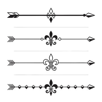 Decorative arrow and fleur de lis border designs.
