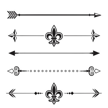 Vintage style horizontal arrow border line sets.