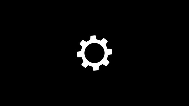 Icon of gear animation video, spinning gear animation design on the black background, with 4k video animation.