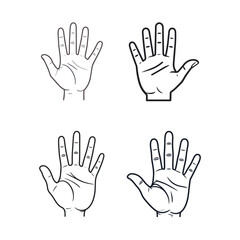 Fototapeta premium Four different hand gestures in black and white illustrations for various uses