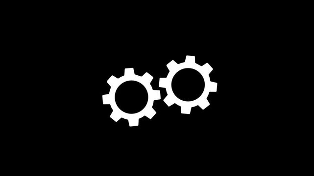 Setting icon setup animation. setting icon with spinning gears icon animated. Technology gear icon concept animation, on a black background, with 4k video animation.
