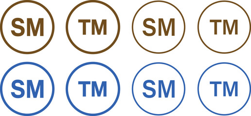 Fototapeta premium Set of copyright and trademark icon set. Registered, service mark, and copyright vector symbols. black filled and outlined style 