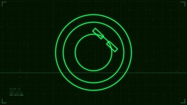 Digital radar screen displaying target detection and tracking