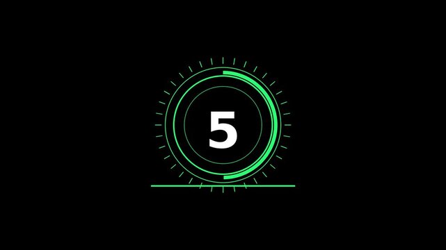 Black Background Futuristic HUD 10 Second Countdown Timer 4K
