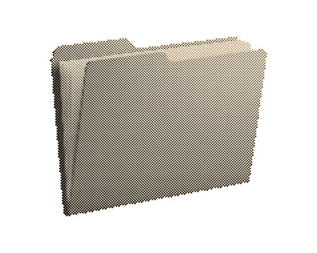 Vintage retro halftone file folder with circle dots pattern design isolated on white background
