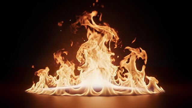 Dynamic flames rising from a dark background in dramatic lighting