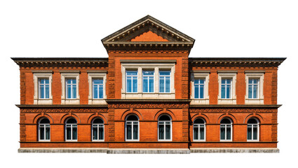 Fototapeta premium Historic brick building with arched and rectangular windows