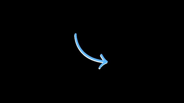 A blue arrow pointing to the right on a black background with a white tip