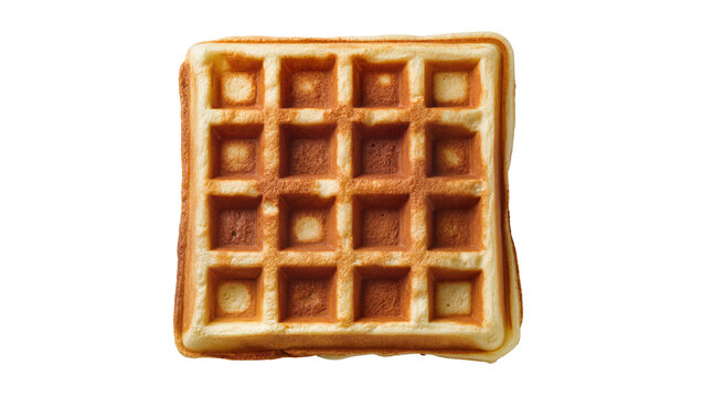 Golden brown square waffle with grid pattern