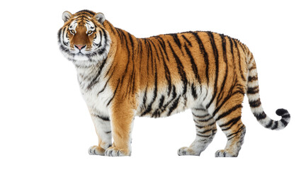 Obraz premium Majestic Bengal tiger with orange and black stripes, isolated on transparent background