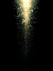 Obraz premium Shimmering Gold Particle Stream. Glowing Glitter Dust Background. Elegant Light Effect