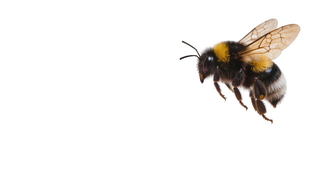 Bumblebee flying with fuzzy body and wings
