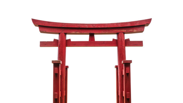 Red wooden Japanese Torii gate structure