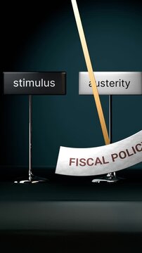 Fiscal policy cycles between stimulus and austerity. Visualizing a repeated pattern of fiscal policy that swings between extremities: stimulus and austerity. Repeating transition from one to another.