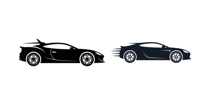 Two Black Sports Cars In Motion
