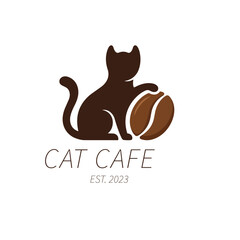 Cat cafe logo vector design © Kristina