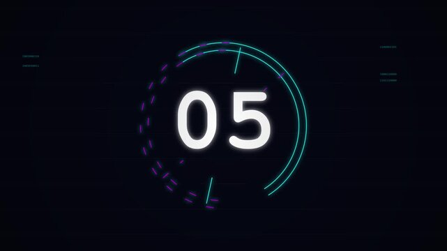 Digital countdown timer displaying number eight futuristic interface