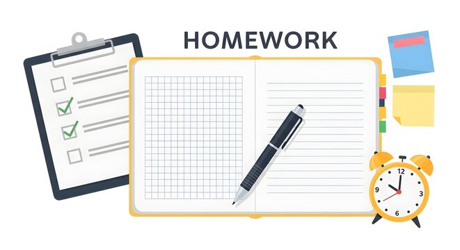 School homework assignment clipboard and schedule