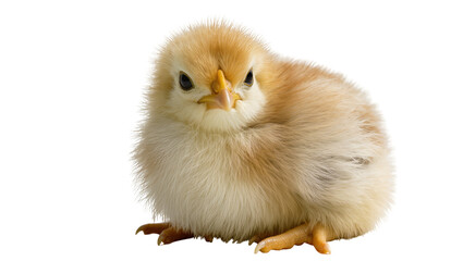 Fluffy yellow chick with orange beak and black eyes © Sophia