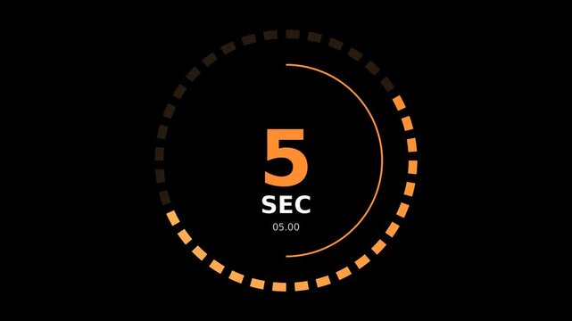 Orange segmented 10 second countdown timer on black background