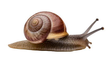 Garden snail with brown spiral shell and textured body © Sophia