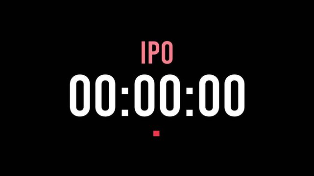 Ipo is about to happen soon. Upcoming ipo, approaching in the near future. Ipo almost here, in a short time - a countdown timer counting seconds the this event.