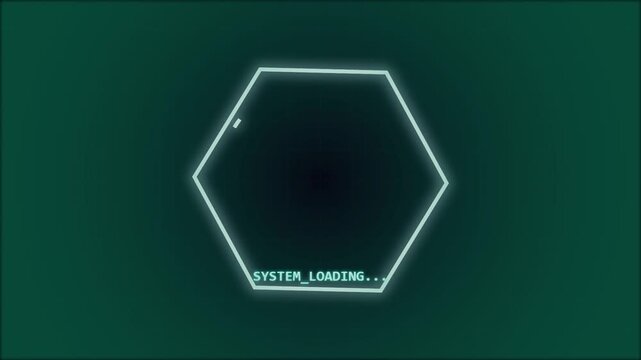 Abstract neon light shape on dark teal background with minimalist geometric design