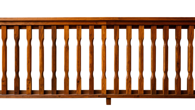 Wooden railing with vertical balusters and horizontal handrail