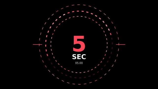 Red tech style 10 second countdown timer on black background