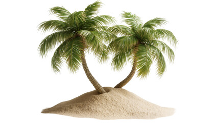 Fototapeta premium Two palm trees growing from a sand dune