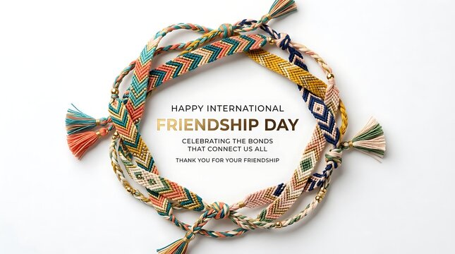 International Friendship Day Greeting Card with Woven Bracelets