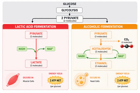 Lactic acid fermentation and alcoholic fermentation are crucial biochemistry pathways that illustrate how glucose transforms into pyruvate