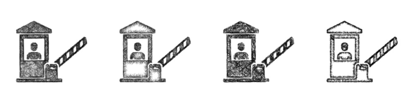 Monochrome sketch checkpoint icon design set