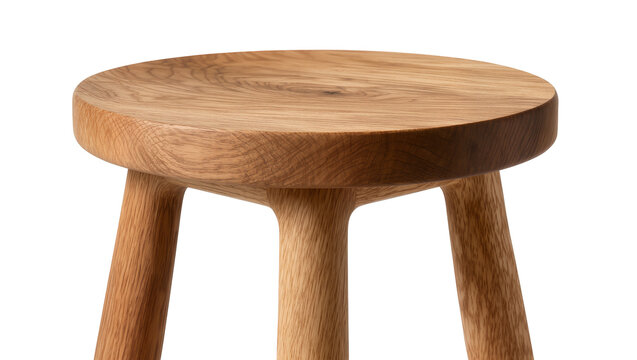 Round wooden stool with three tapered legs