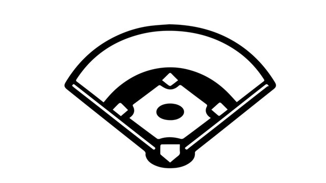 Baseball Field Diamond Black Icon Silhouette on White Background Sports Design
