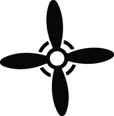 Silhouette vector airplane propeller icon isolated on white background design © Md