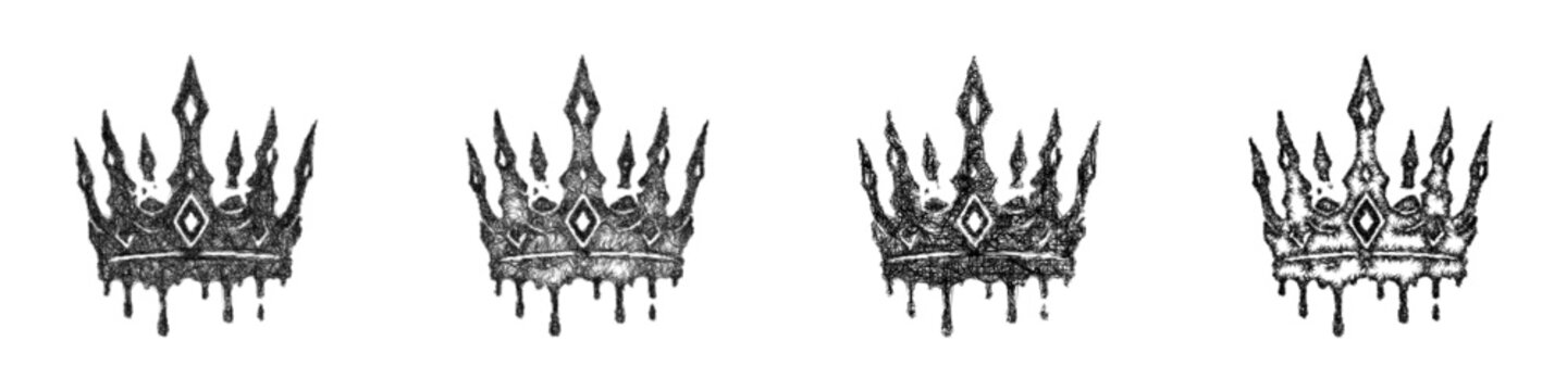Sketch cursed crown icon design set