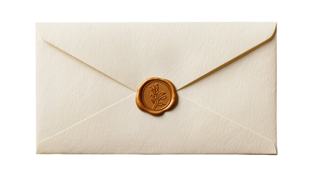 Cream envelope sealed with wax stamp featuring botanical design