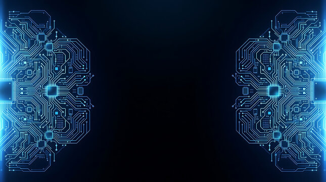 Abstract digital technology background with glowing blue circuit board