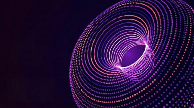 Abstract digital background with a glowing 3d torus made of particles