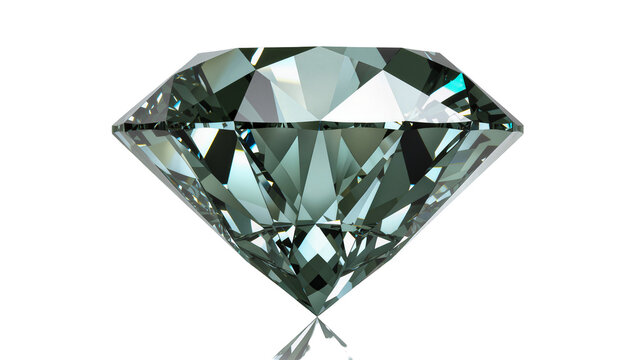 Sparkling faceted aquamarine diamond gem, isolated on transparent background